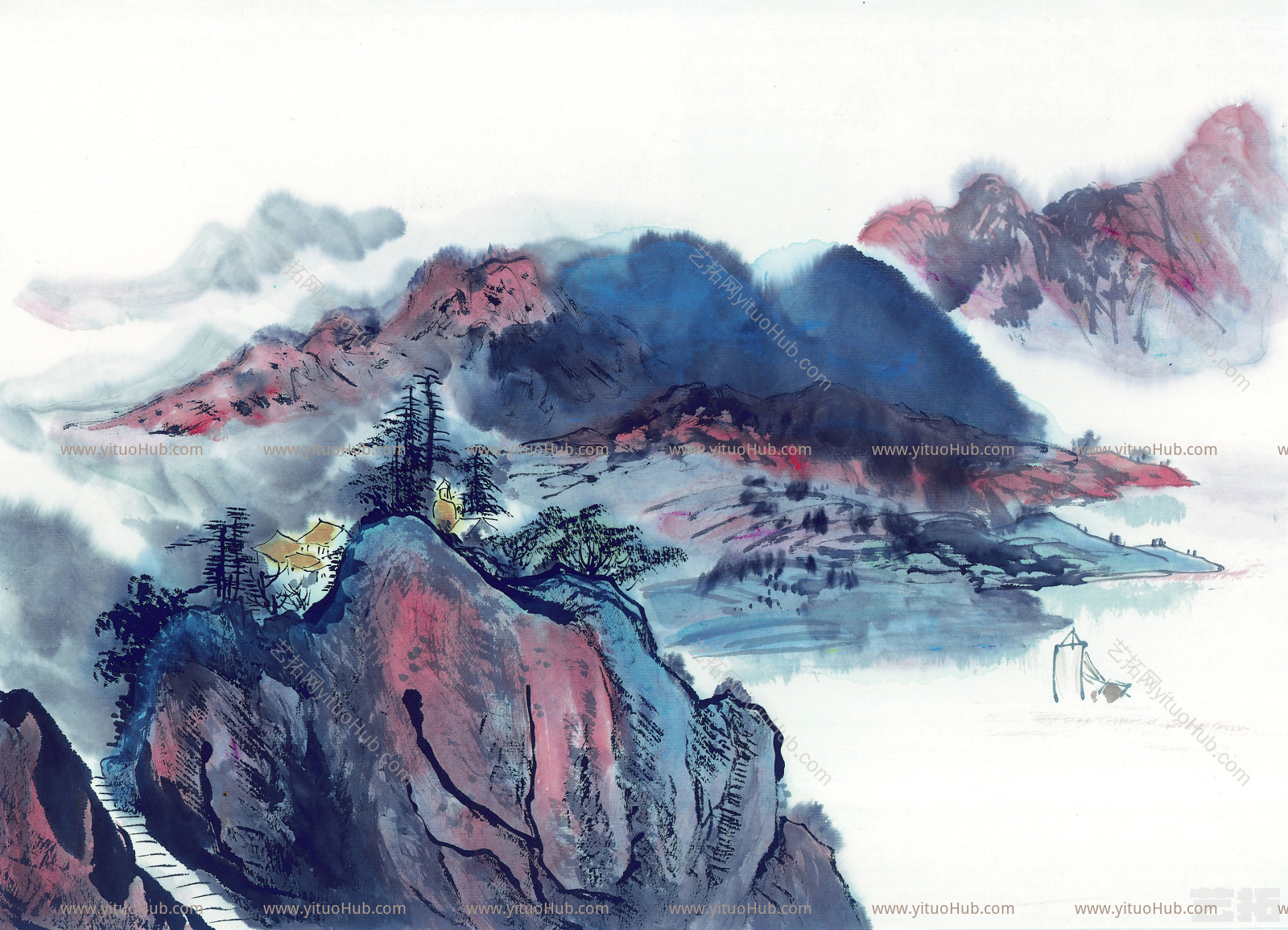 水墨、丹青山水画、装饰画