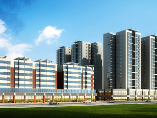 现代沿街商业建筑 现代住宅 现代建筑