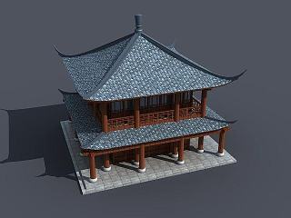 现代古建观景楼模型