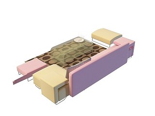 现代卧室沙发茶几组合模型