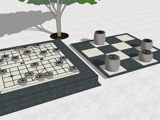 户外象棋小品特色树池坐凳，石凳
