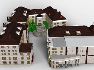 现代教学楼建筑模型