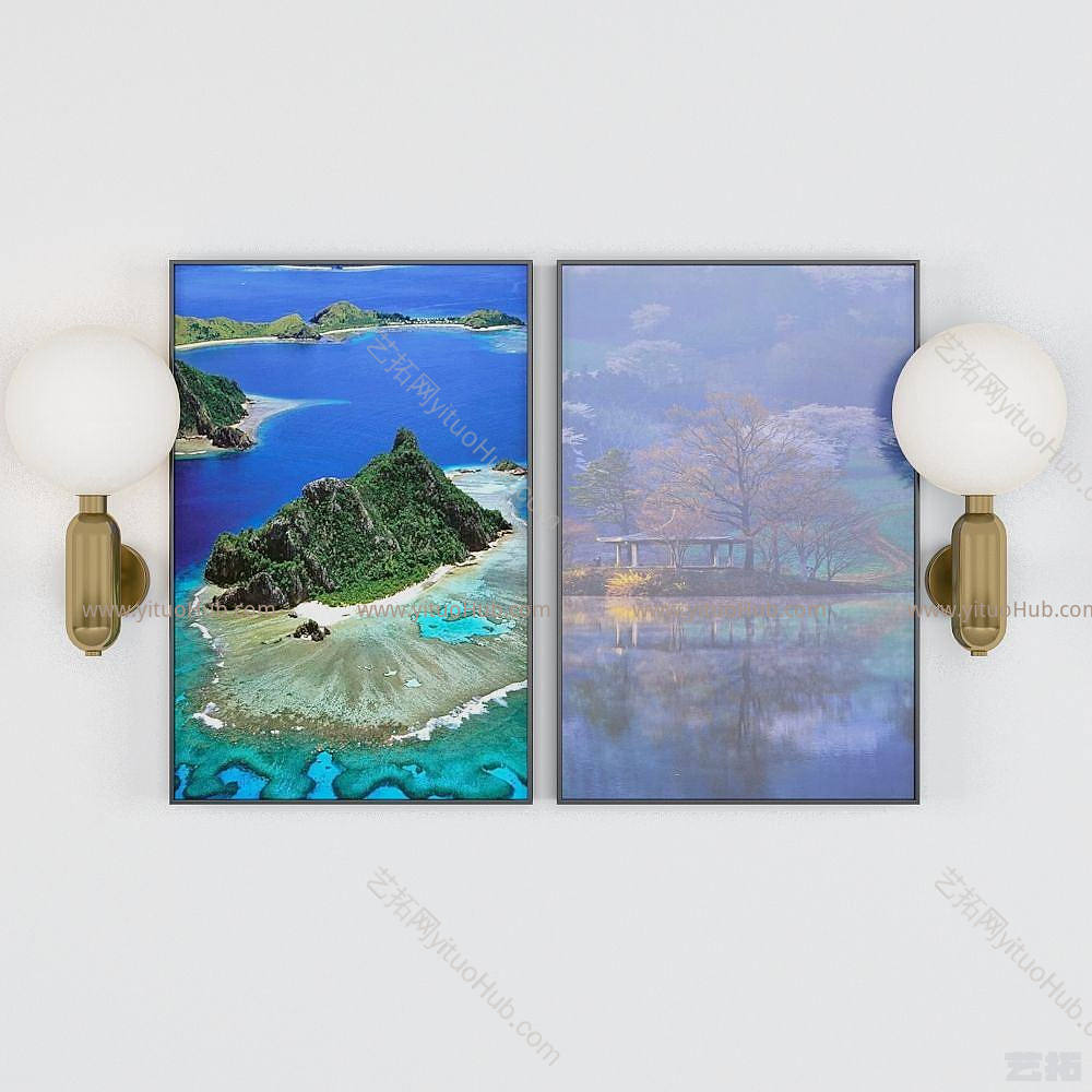 现代美丽海岛装饰画模型