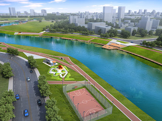 公园广场景观 湖边景观 水边景观