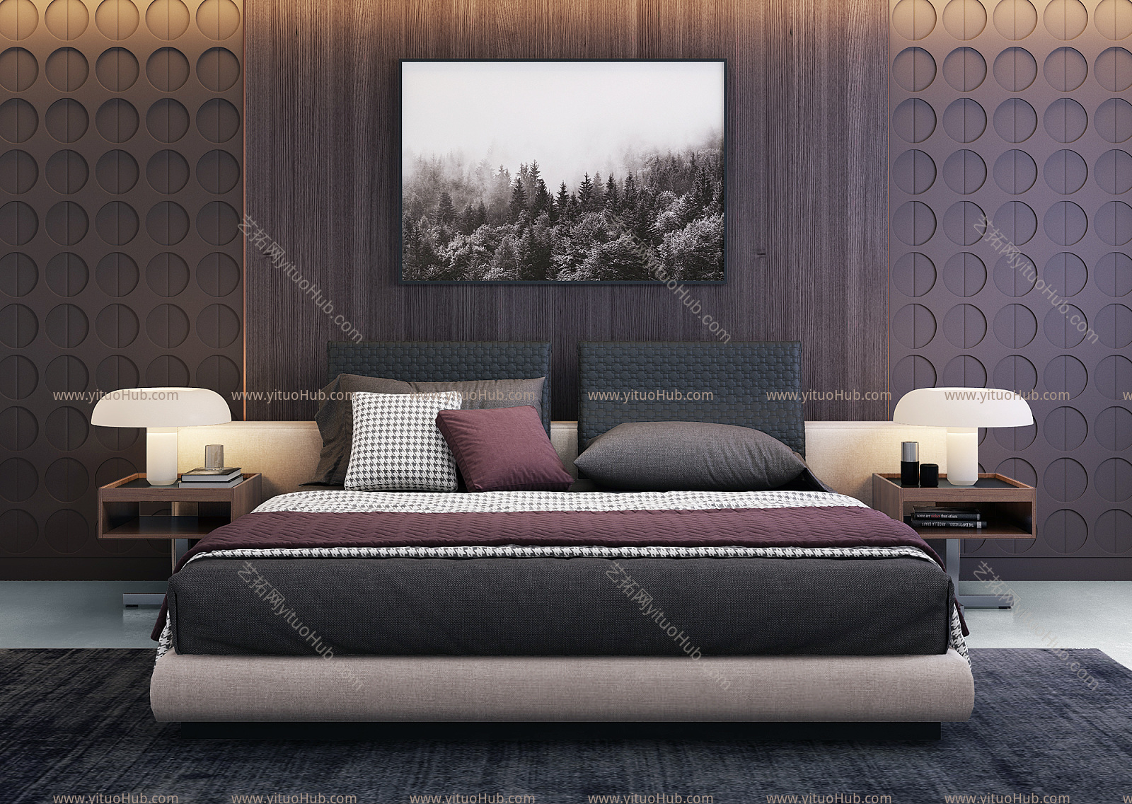 现代 米洛提 minotti 双人床 