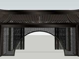中式典型建筑壁炉 建筑 桌子