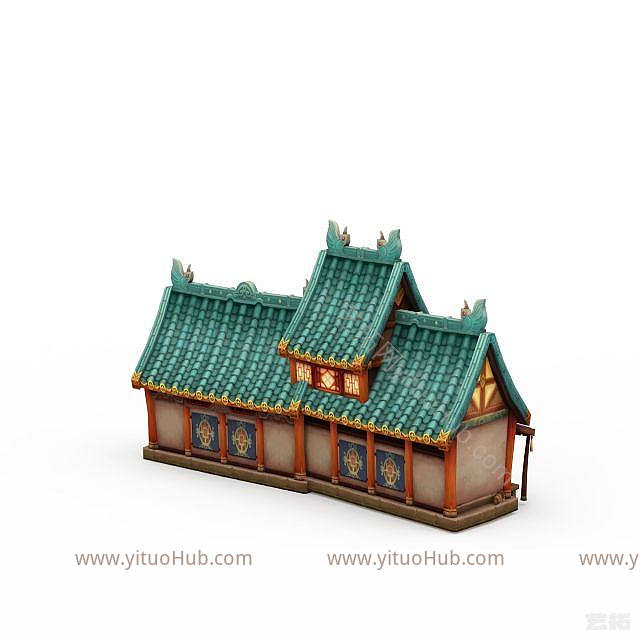 现代古代游戏场景房屋模型