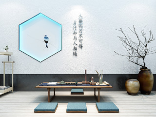 新中式背景茶桌椅茶室组合