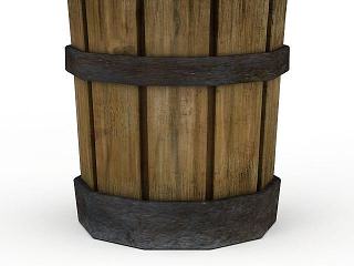 现代Q版道具古代木桶模型