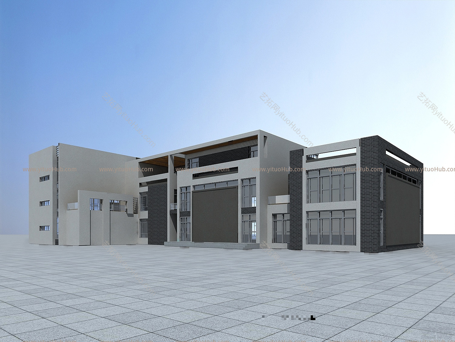 现代自建办公楼模型