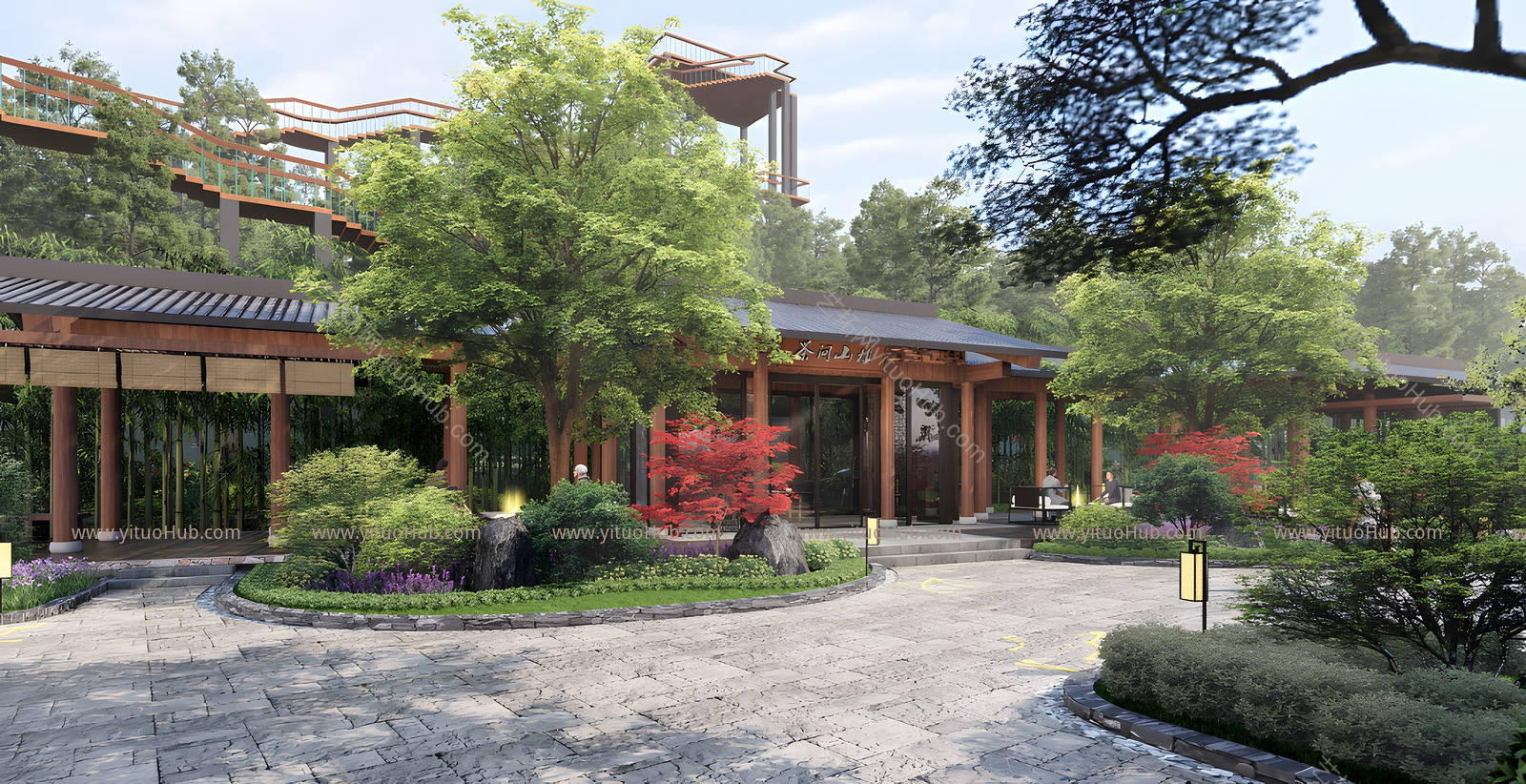 中式龙泉市棋盘山公园景观