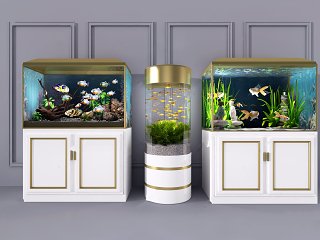新中式 爬行类 鱼缸 储物罐 装饰品 工艺品 鱼池 柜子 装饰柜 鱼 植物