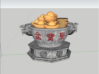 中式雕塑聚宝盆