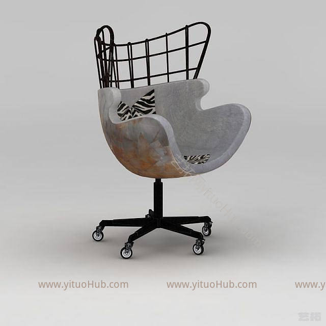 工业LOFT现代黑色工业风铁艺椅子模型