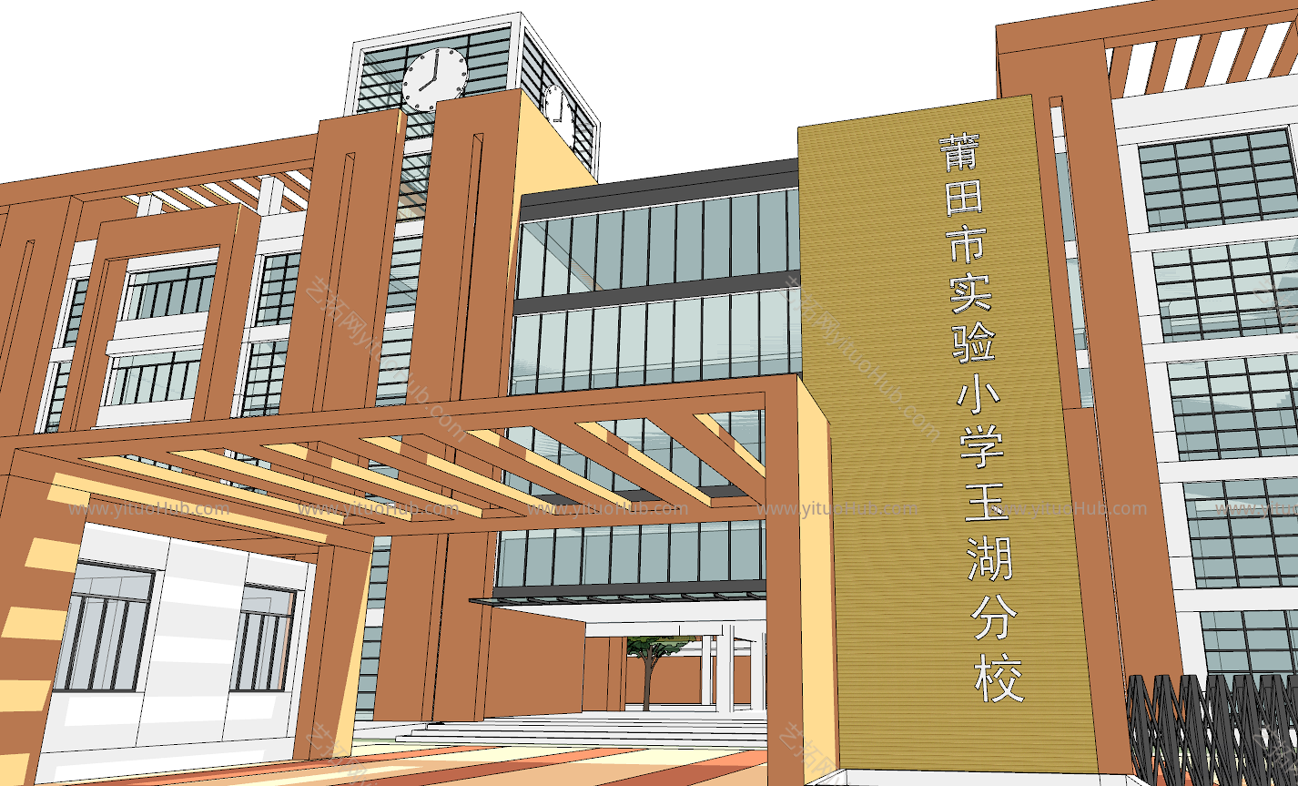 现代学校 教学楼 办公楼 图书馆建筑
