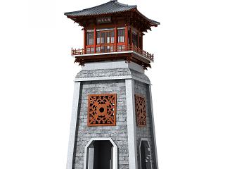 中式古建塔楼钟楼模型