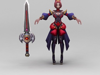 王者荣耀角色美女战士模型