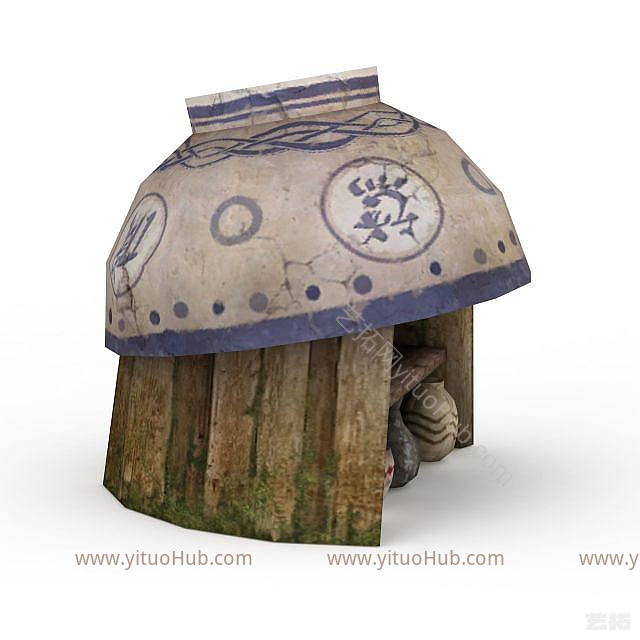 现代游戏元素器皿木架模型