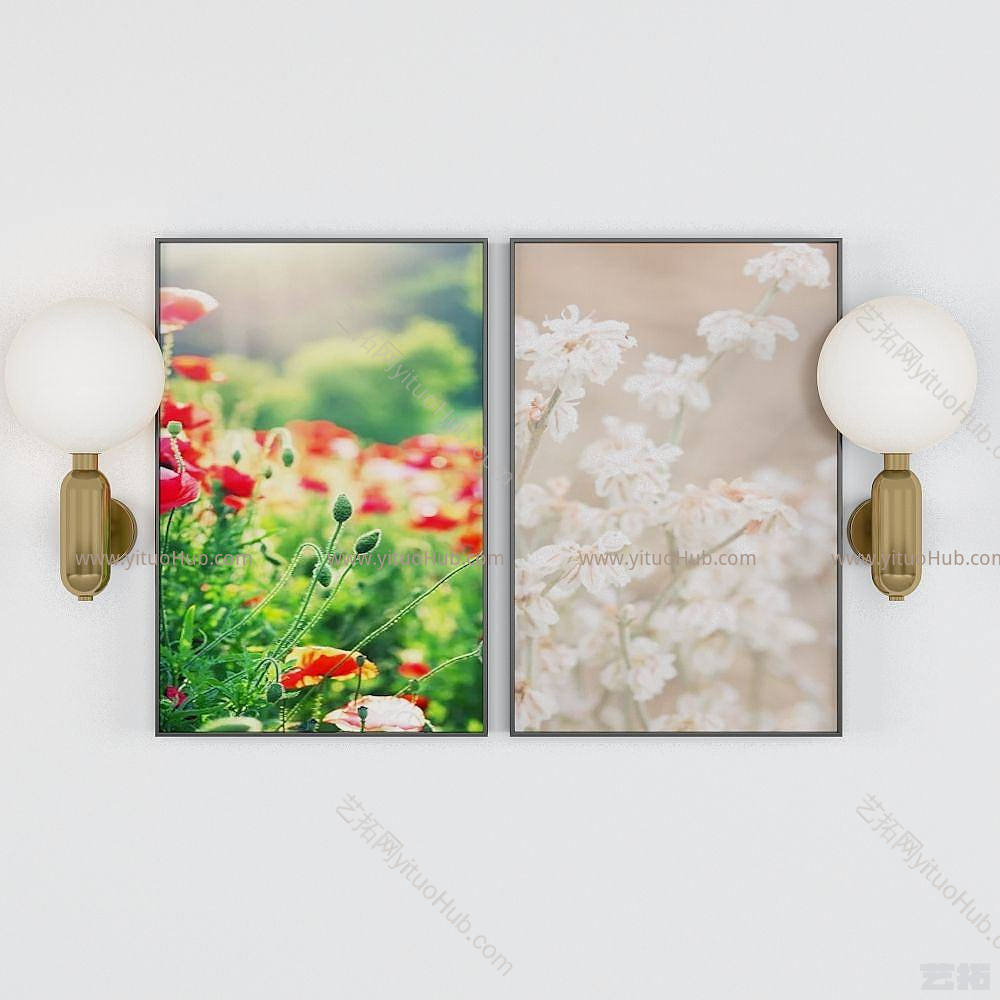 现代鲜花装饰画模型