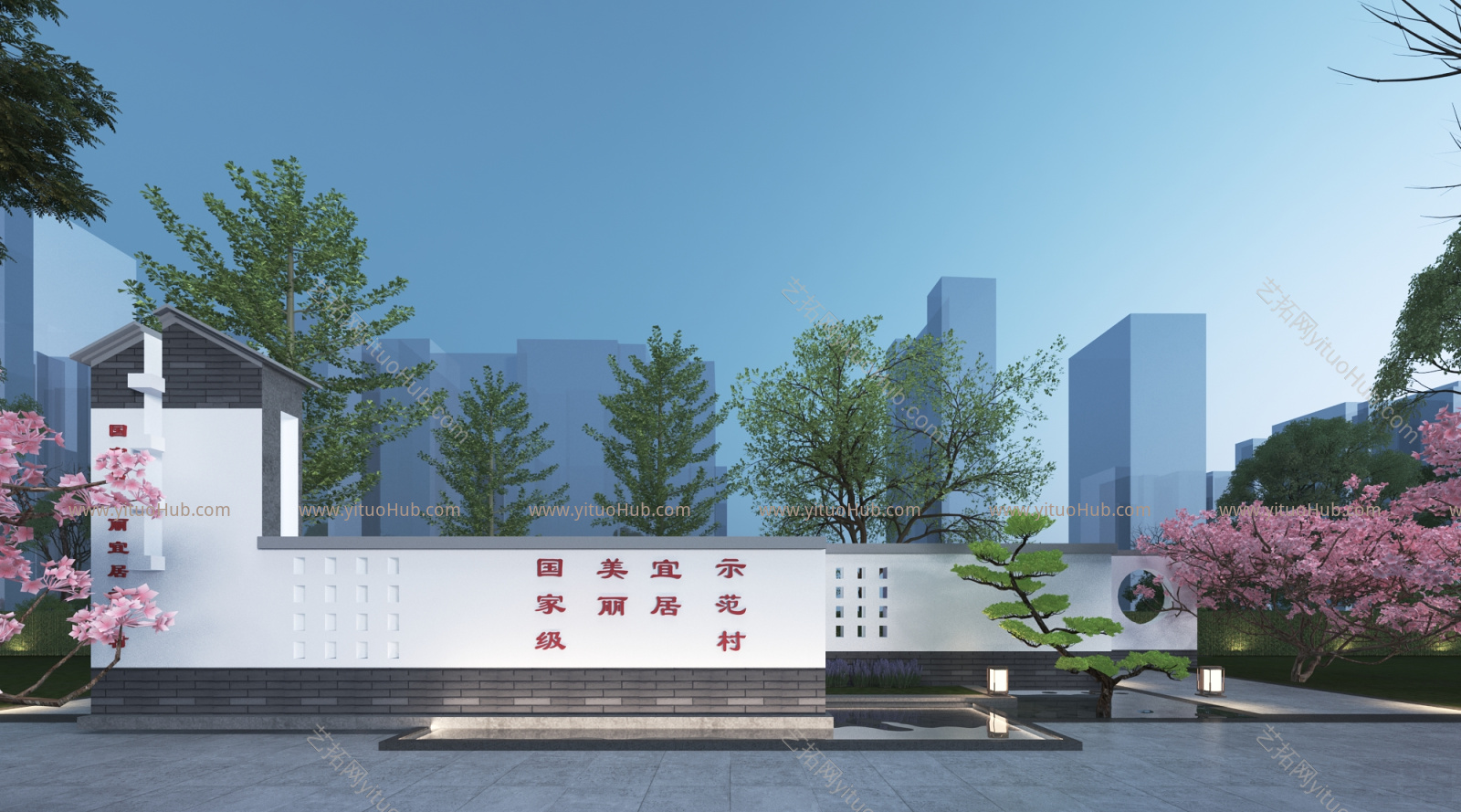 生态民宿景墙古典典雅