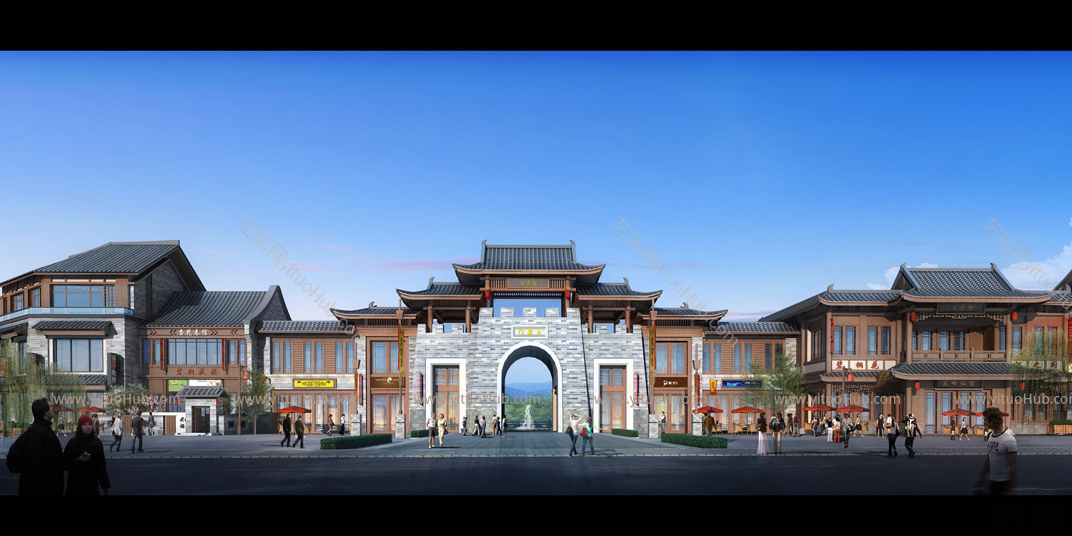 古建酒吧街模型