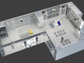 现代数码店 5G展厅 科技感 背景 鸟瞰图 