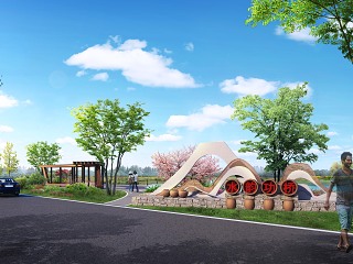 道路景观河道景观小广场入口绿化