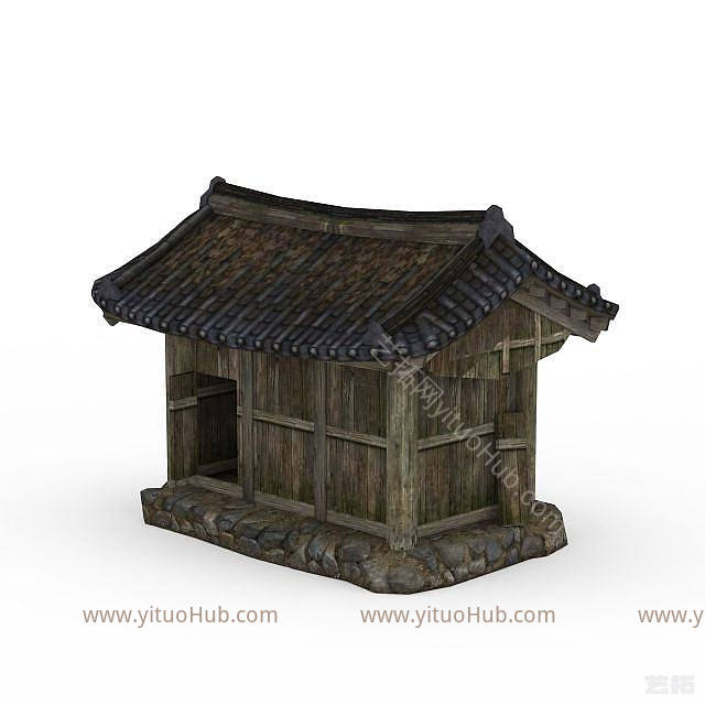 现代剑灵游戏场景木屋模型
