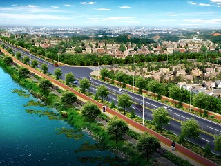园林景观道路绿化透视图