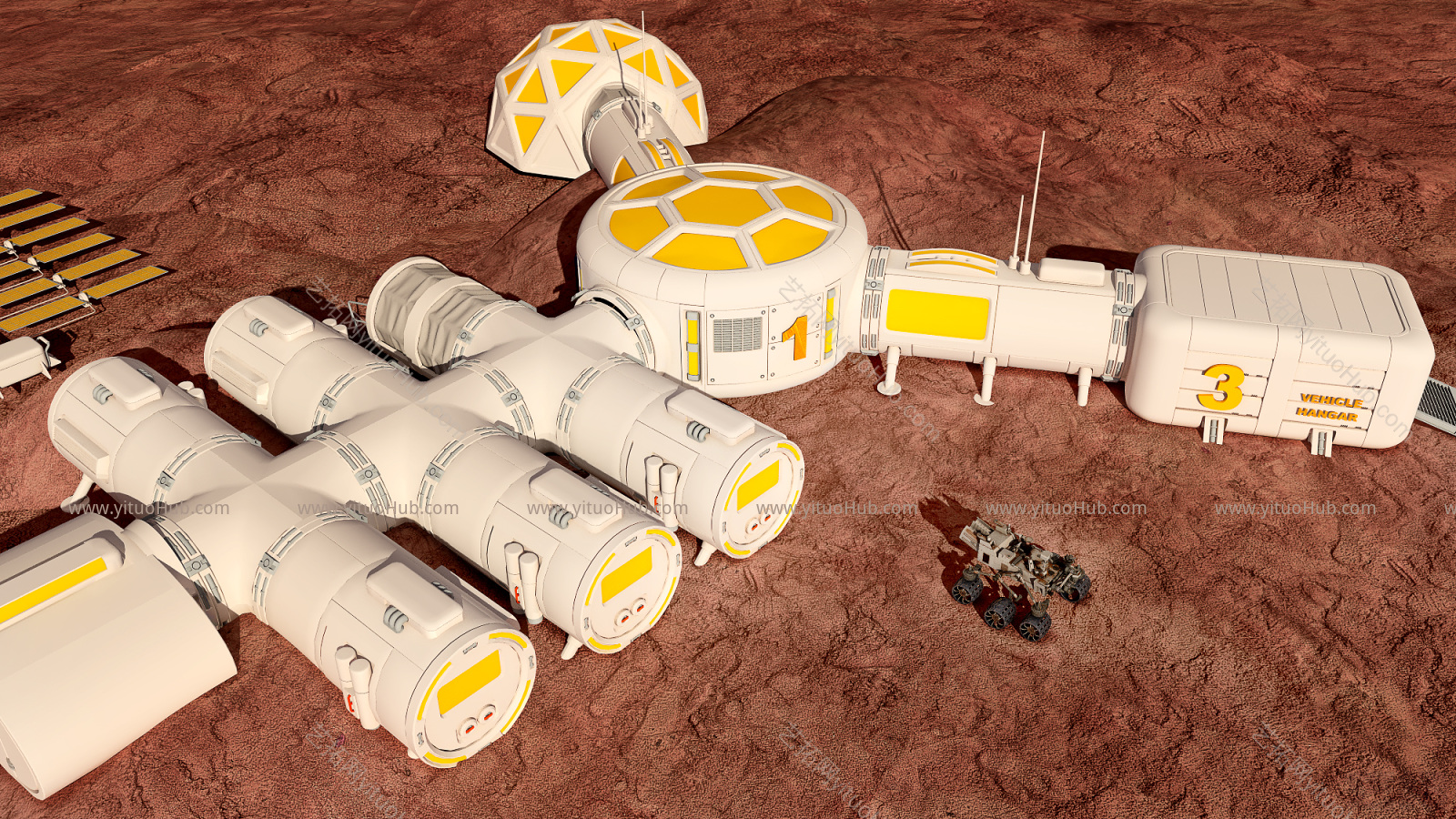 现代火星基地 登陆车 登月车 火星车 探索车 外星探测车