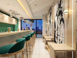 现代奶茶店3D模型