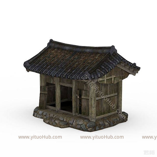 现代剑灵游戏场景木屋模型
