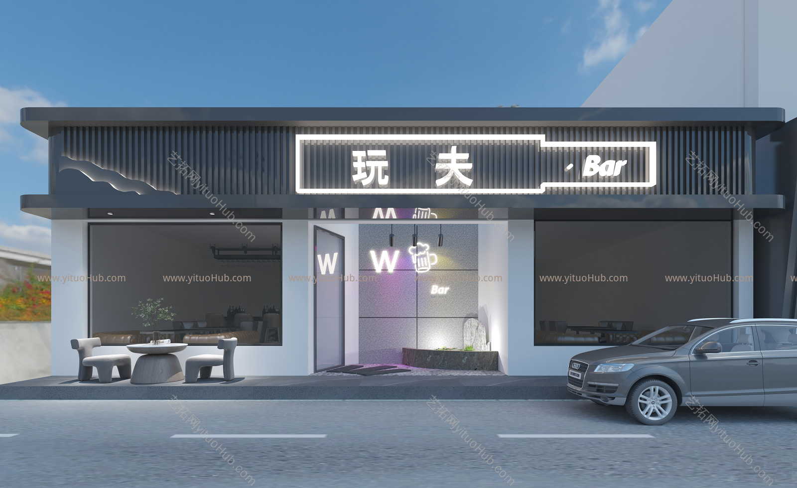 现代酒吧门头门面