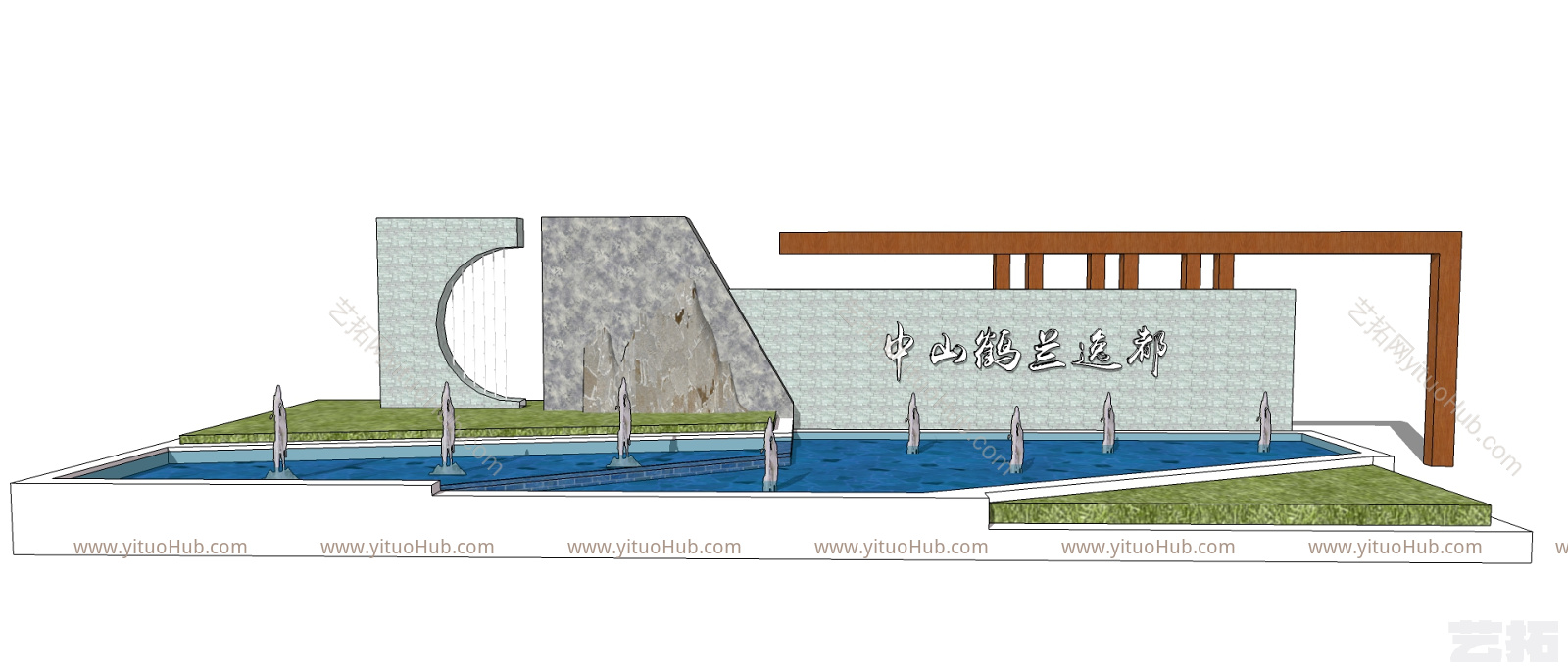 新中式景墙