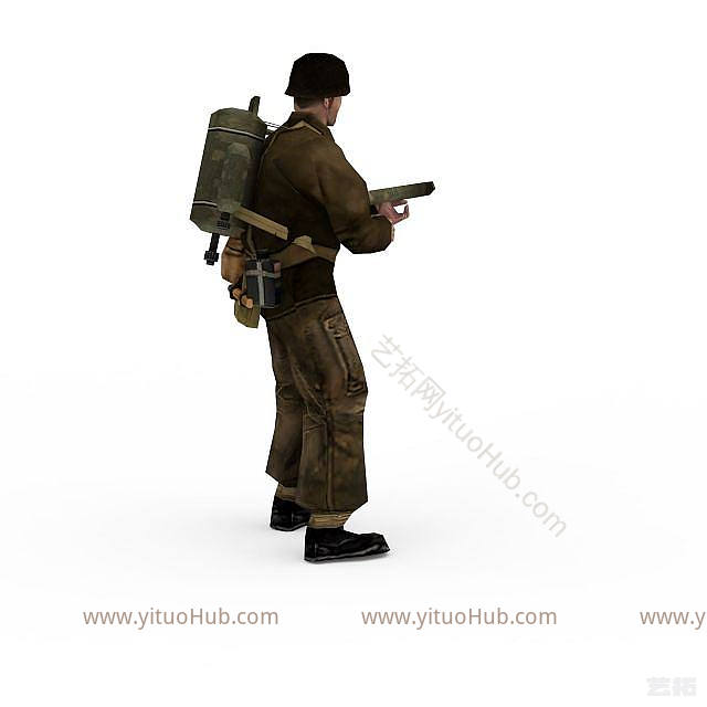 现代军人士兵战士男人模型