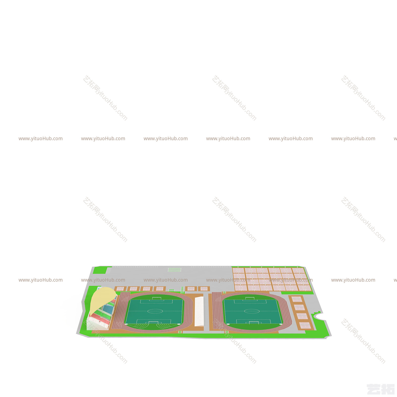 现代学校运动场模型