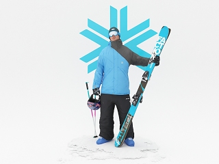 现代男人 滑雪运动员 滑雪板 单板 雪鞋