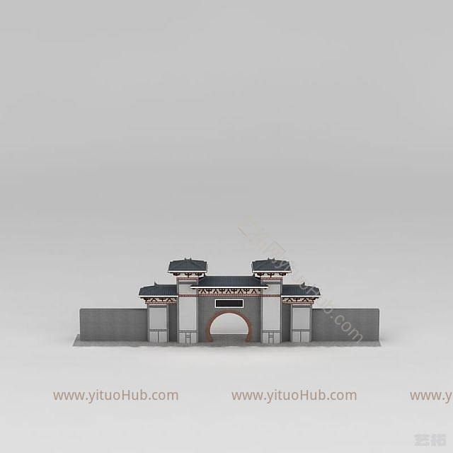 中式大门模型
