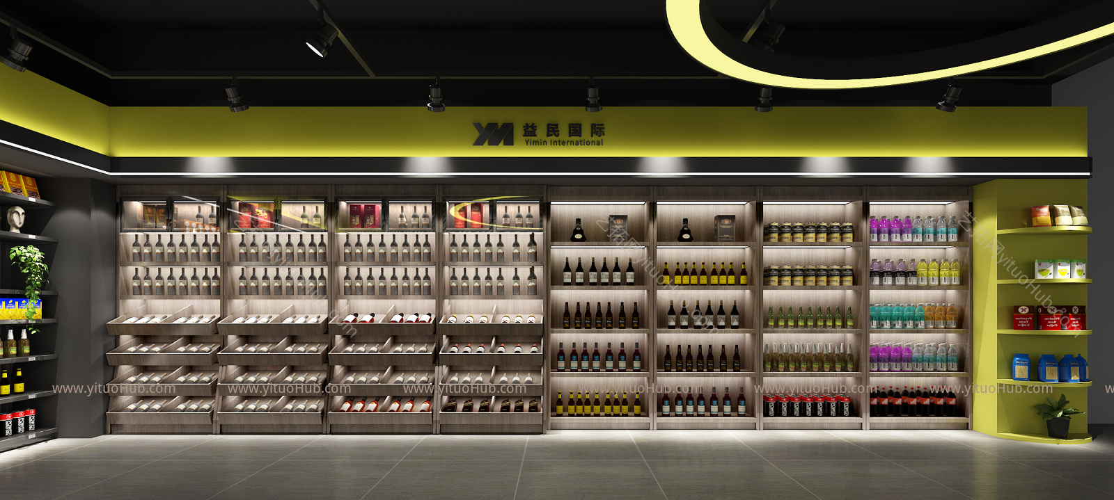 现代超市 红酒 白酒 展柜 