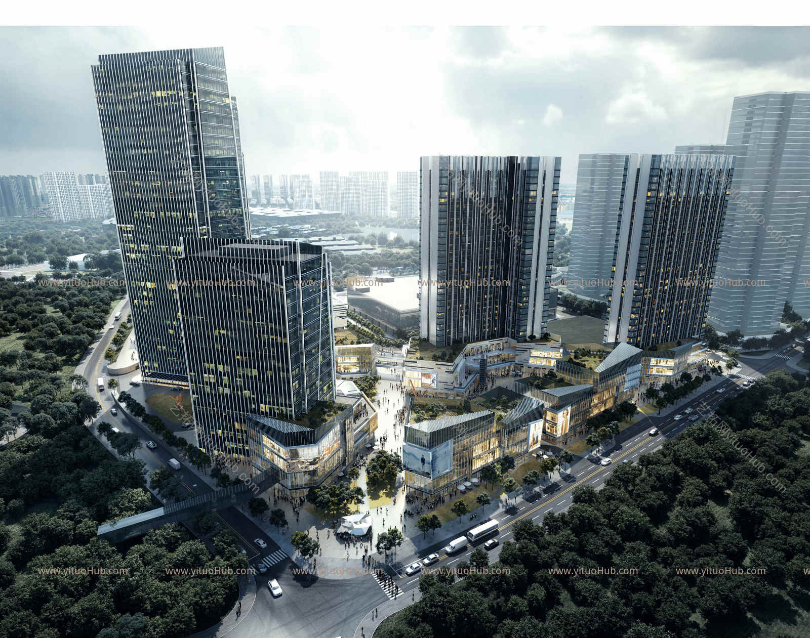 综合体建筑鸟瞰图