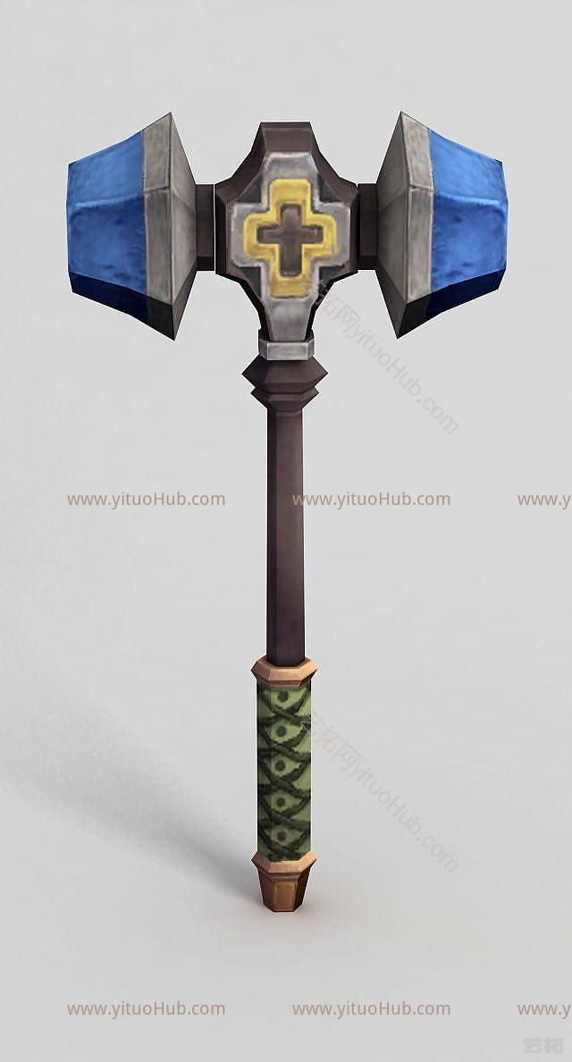 现代龙之谷武器斧头锤子模型