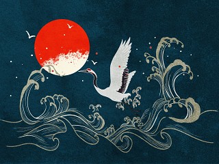 中国风仙鹤祥云古风背景
